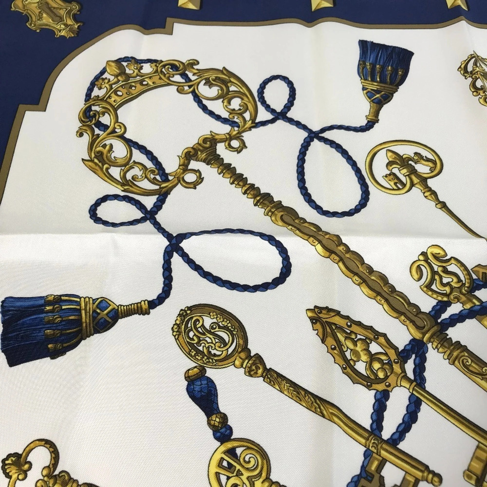 HERMES Authentic White Silk Scarf - Picture 7 of 10